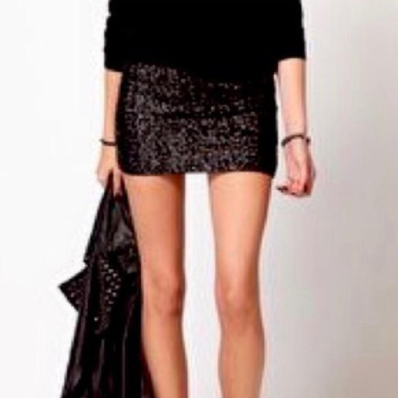 Tart Marguerite Sequin Skirt Black Sz XS - Picture 1 of 9